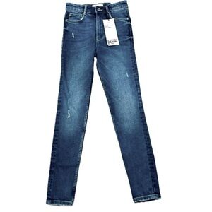 👖👠 ZARA TRF NWT High-Rise Distressed Skinny Ankle Jeans | Model Off-Duty Y2K | 2
